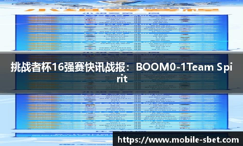 挑战者杯16强赛快讯战报：BOOM0-1Team Spirit